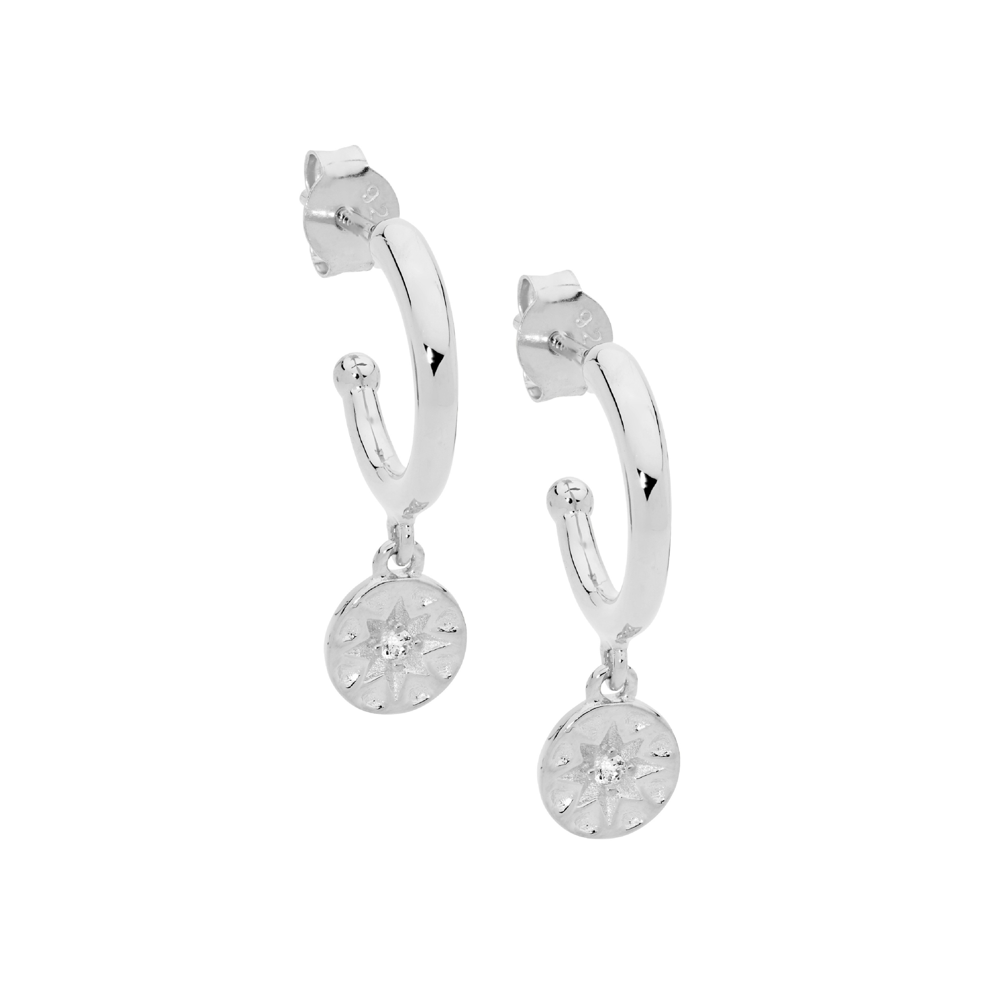 Sterling Silver Earrings with Star Disk