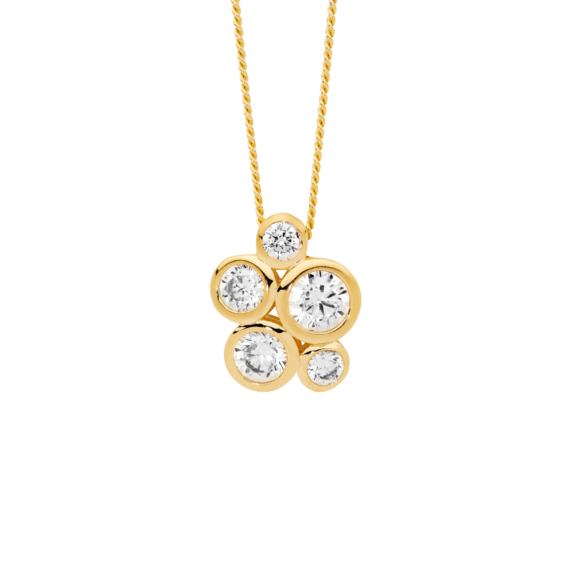 Sterling Silver Bezel Set White CZ Necklace