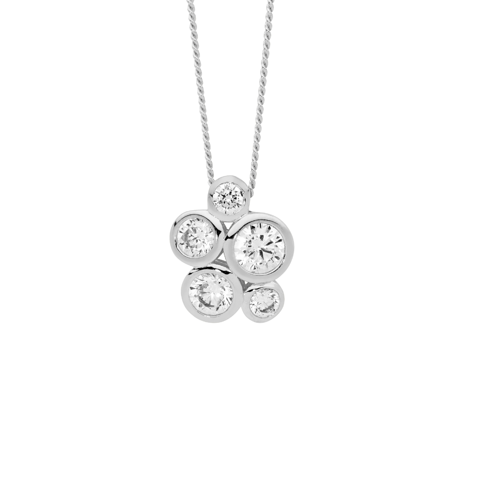Sterling Silver Bezel Set White CZ Necklace