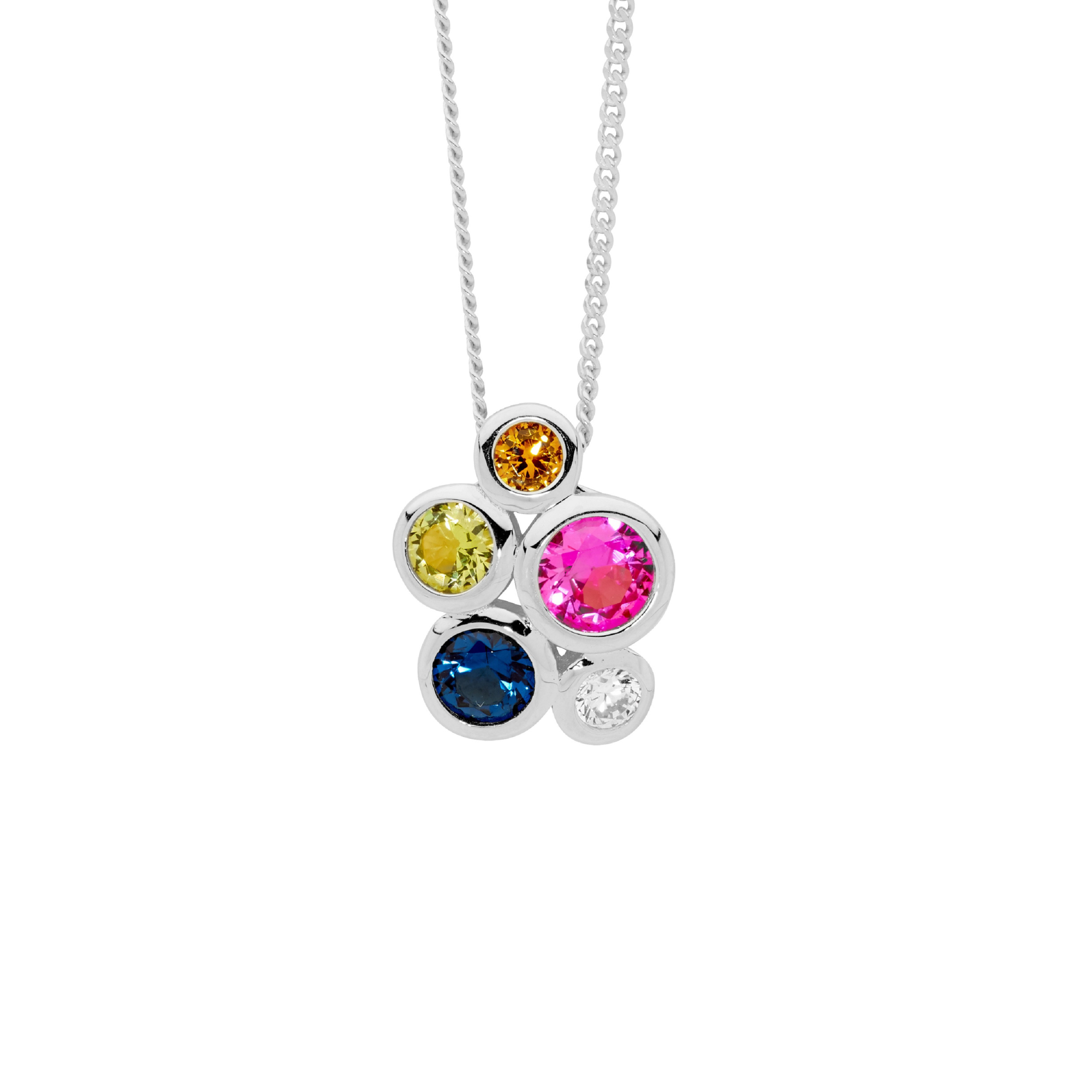 Sterling Silver Bezel Set White CZ Necklace