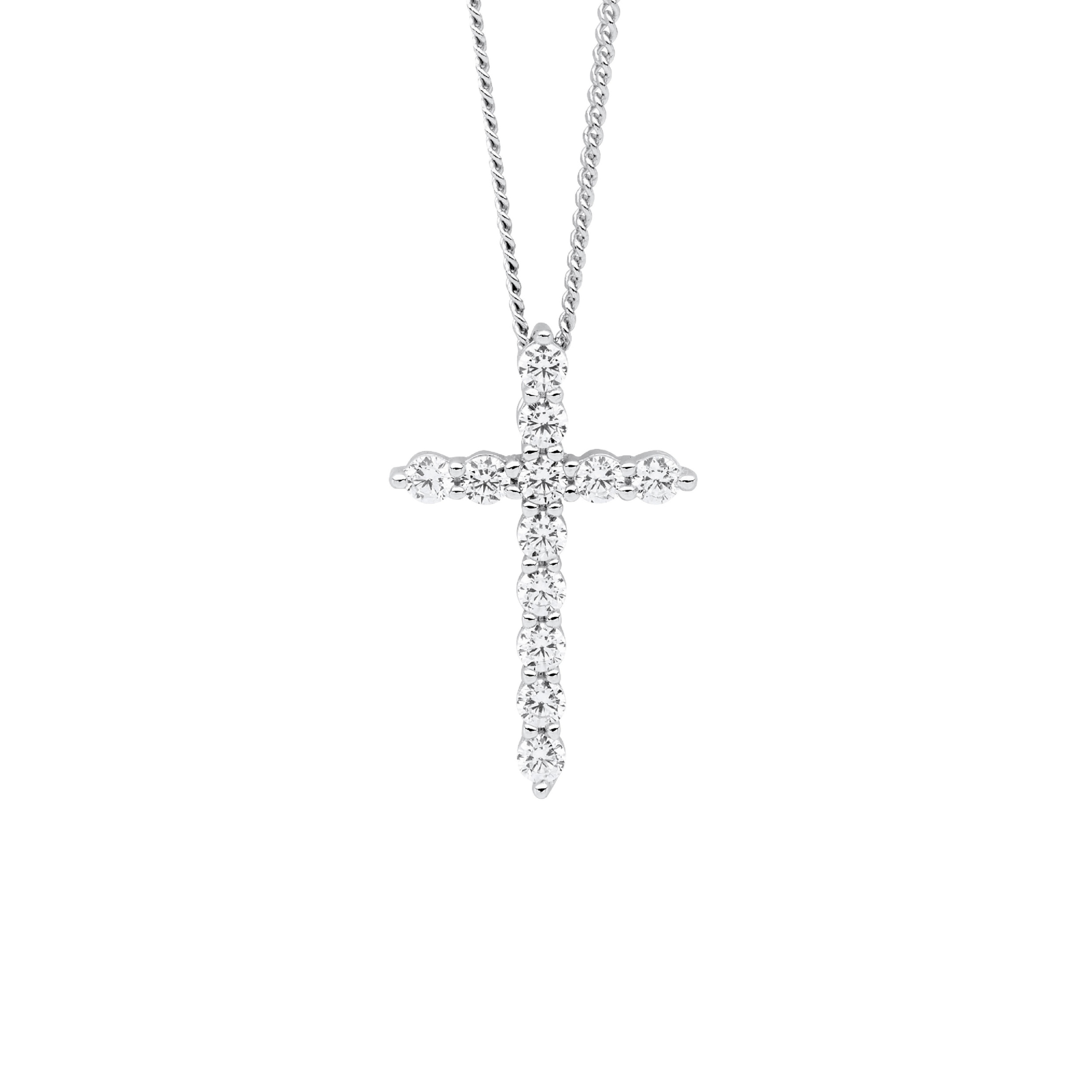 Sterling Silver 19mm Cross Necklace