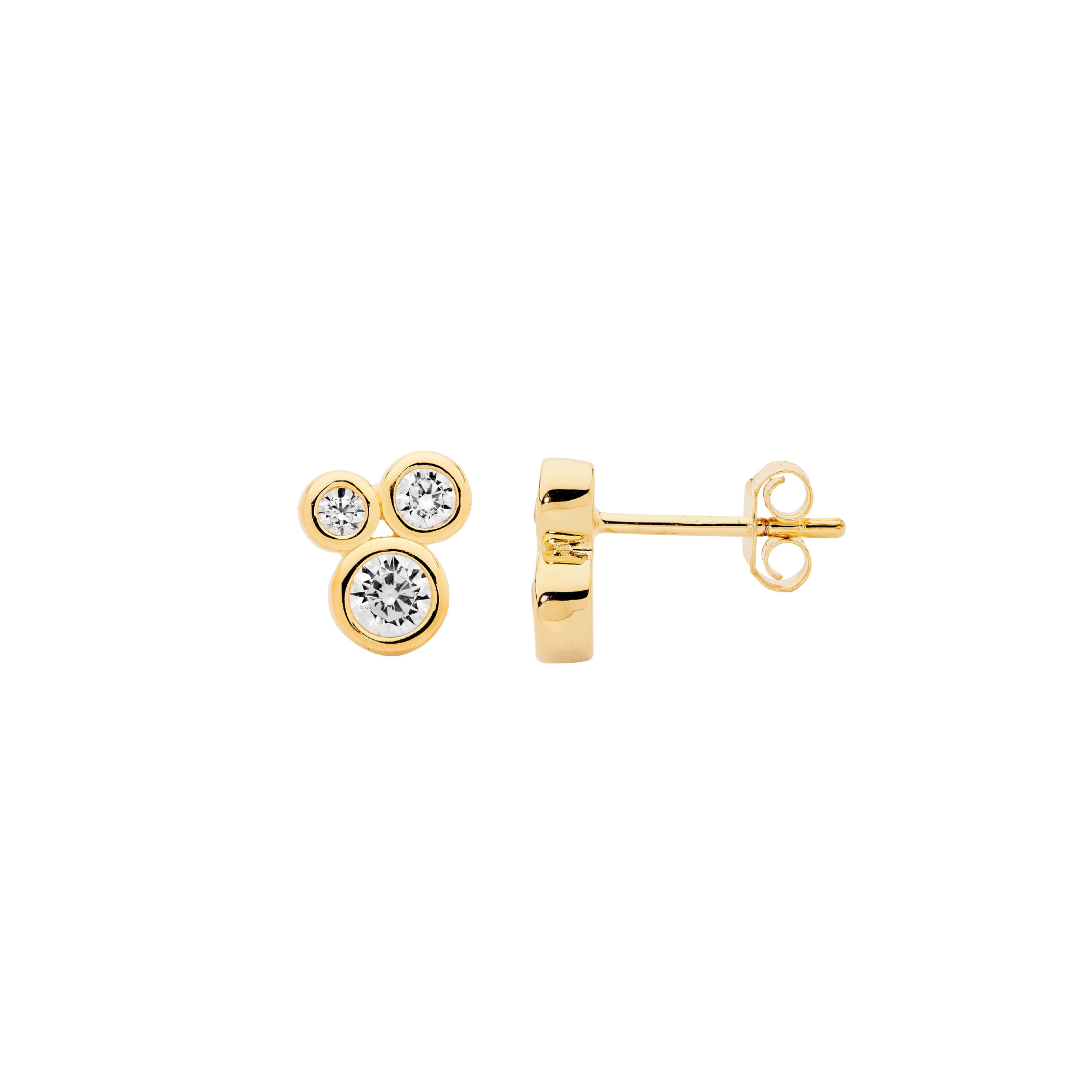 Sterling Silver Bezel Set White CZ Earrings