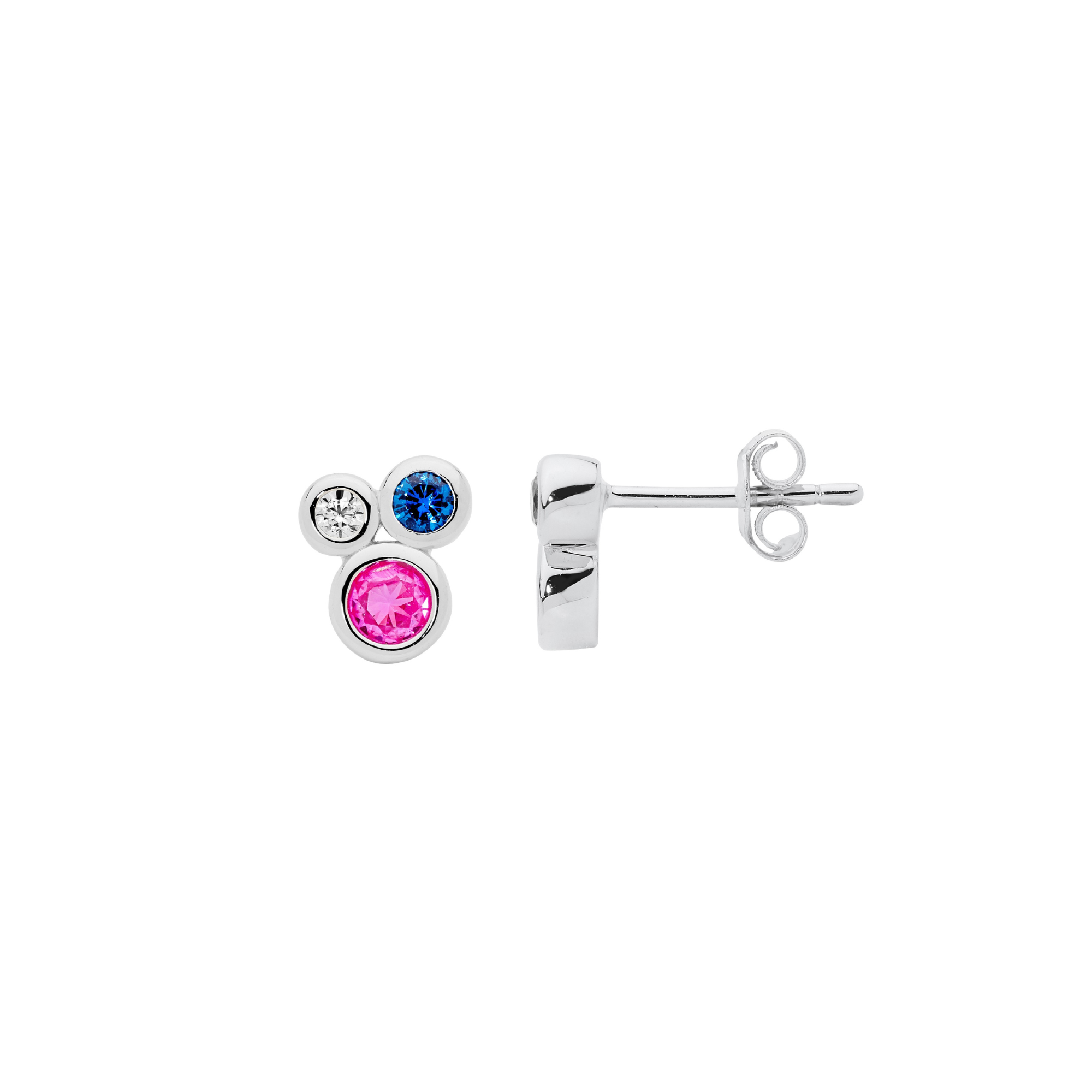 Sterling Silver Bezel Set White CZ Earrings
