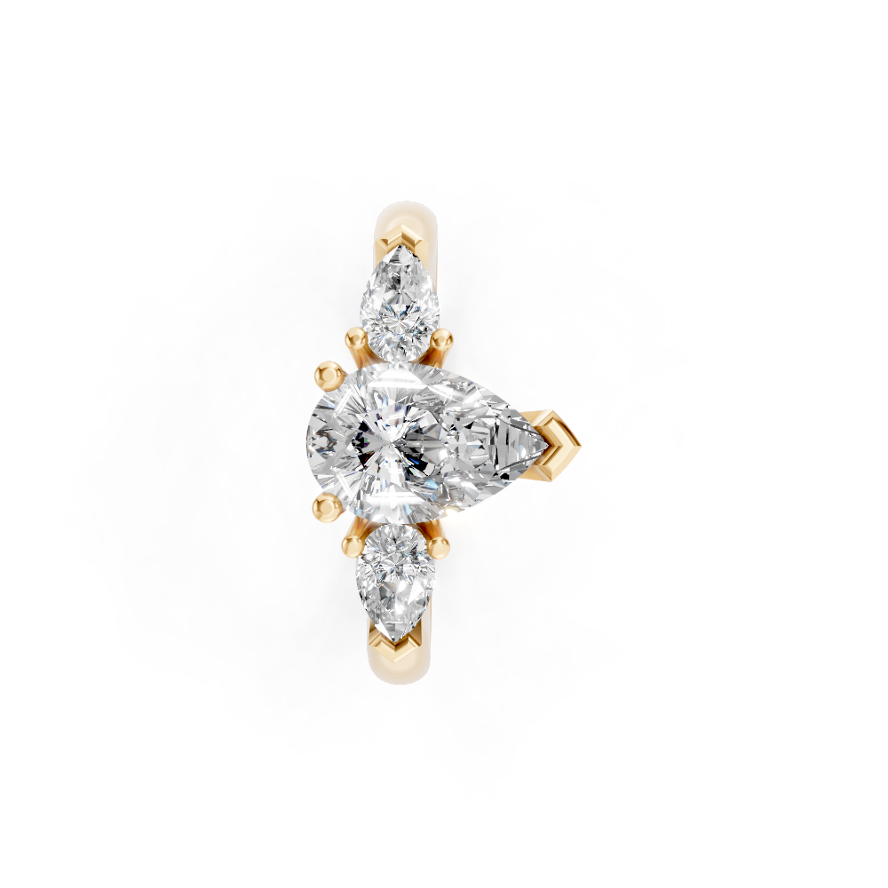 9ct Yellow Gold Trilogy Ring set with Pear cut Diamonds