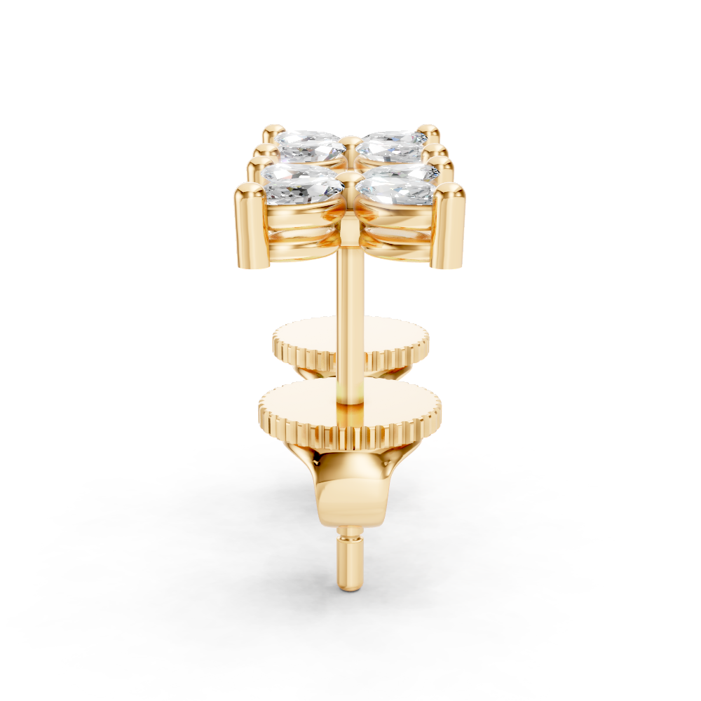 9ct Yellow Gold Earrings set with Marquise cut Diamonds