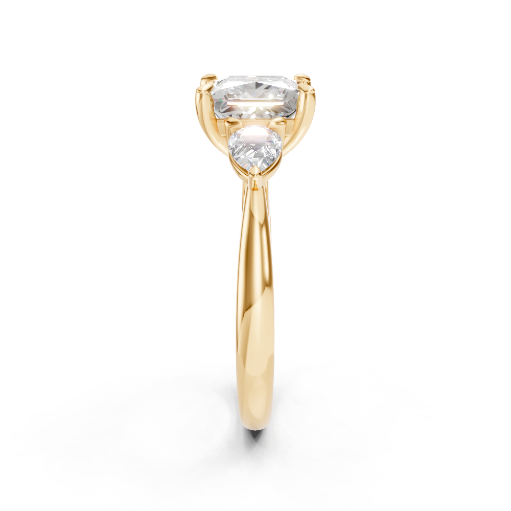 9ct Yellow Gold Ring set with Princess & Pear cut Diamonds
