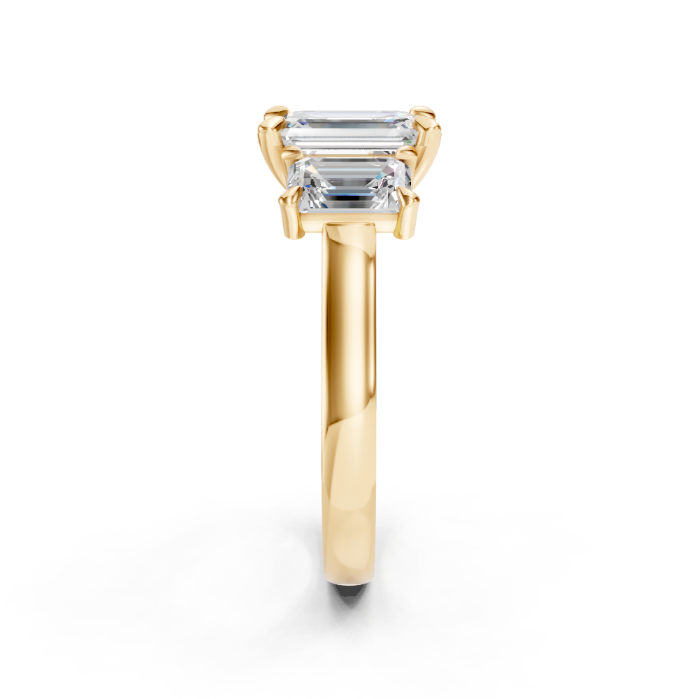 9ct Yellow Gold Trilogy Ring set with Emerald cut Diamonds