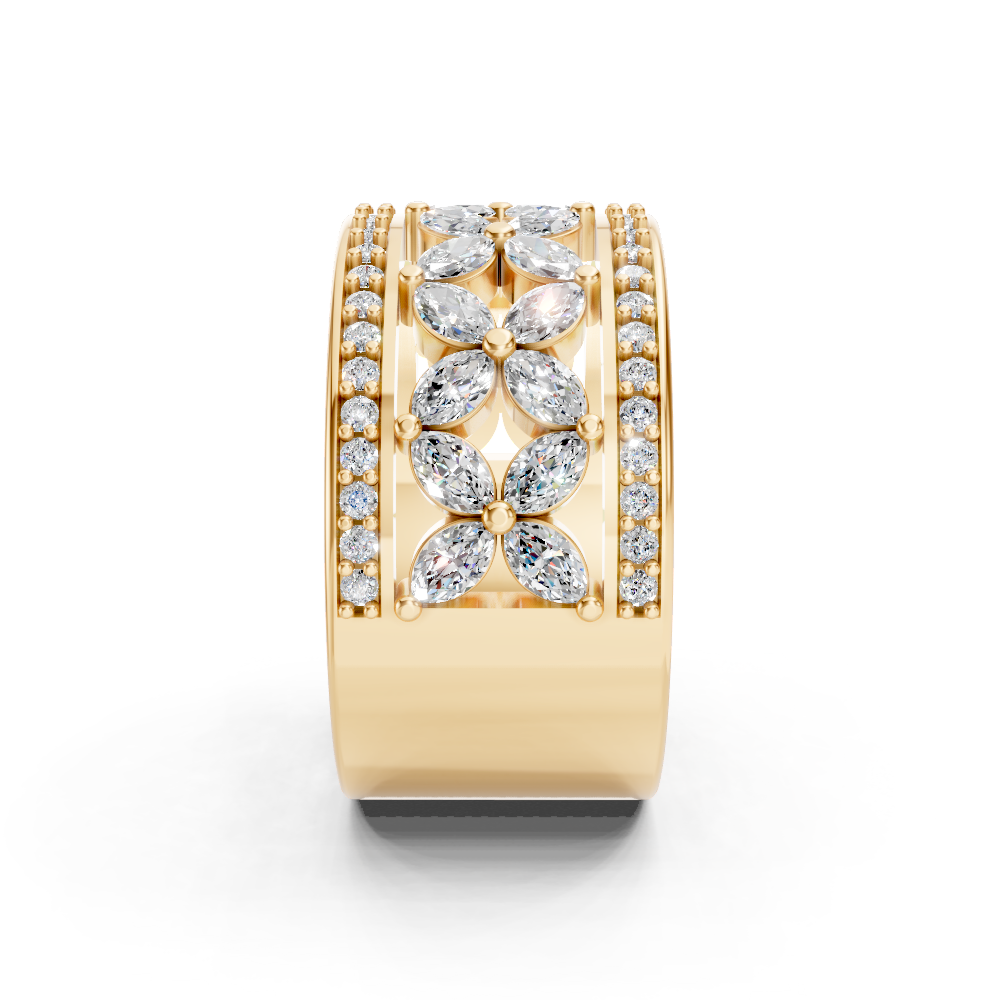 9ct Yellow Gold Wide Diamond Dress Ring