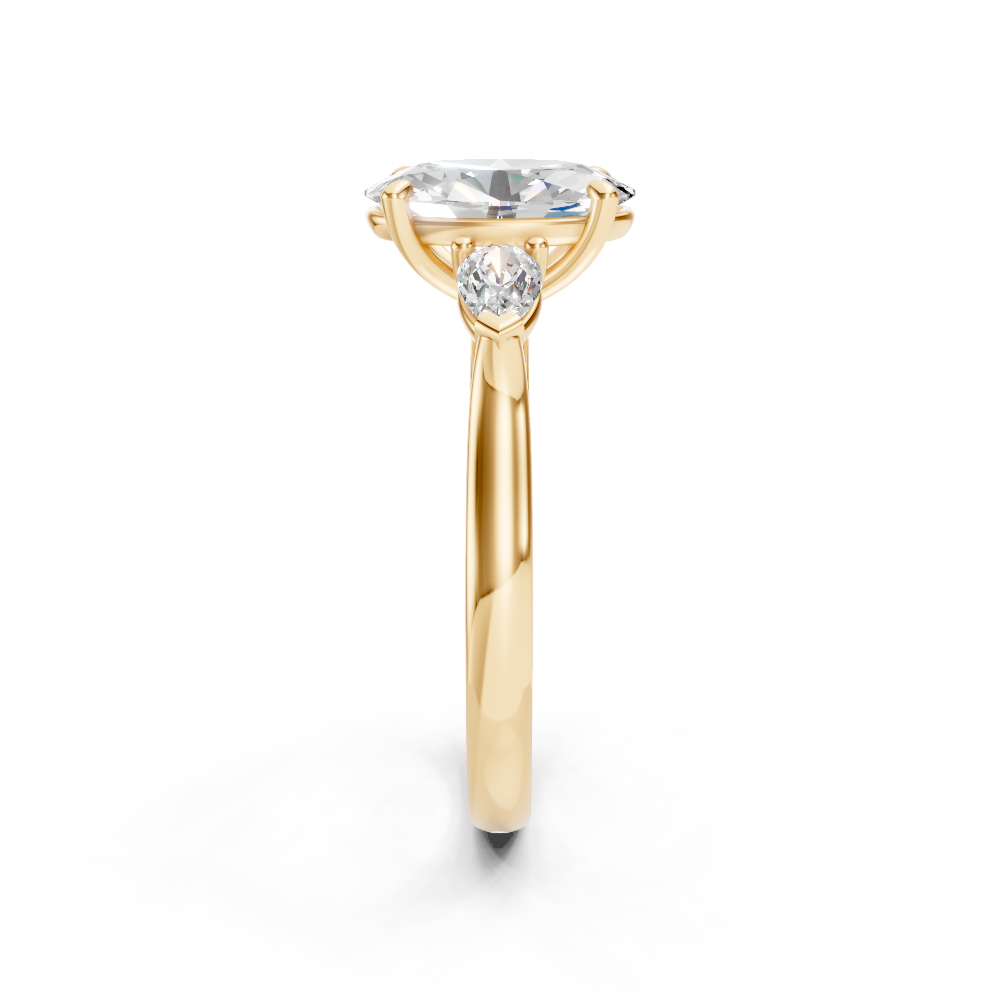 9ct Yellow Gold Trilogy Ring set with Oval & Pear cut Diamonds