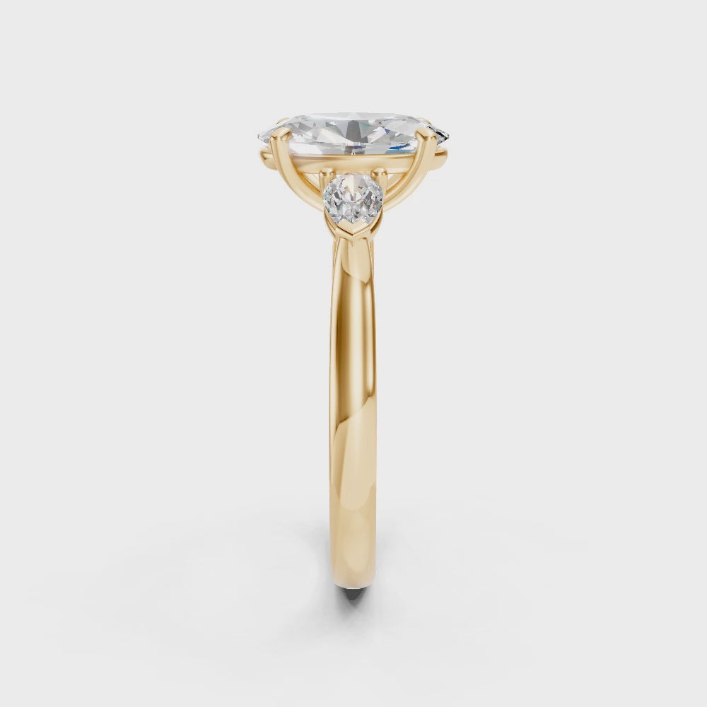 9ct Yellow Gold Trilogy Ring set with Oval & Pear cut Diamonds