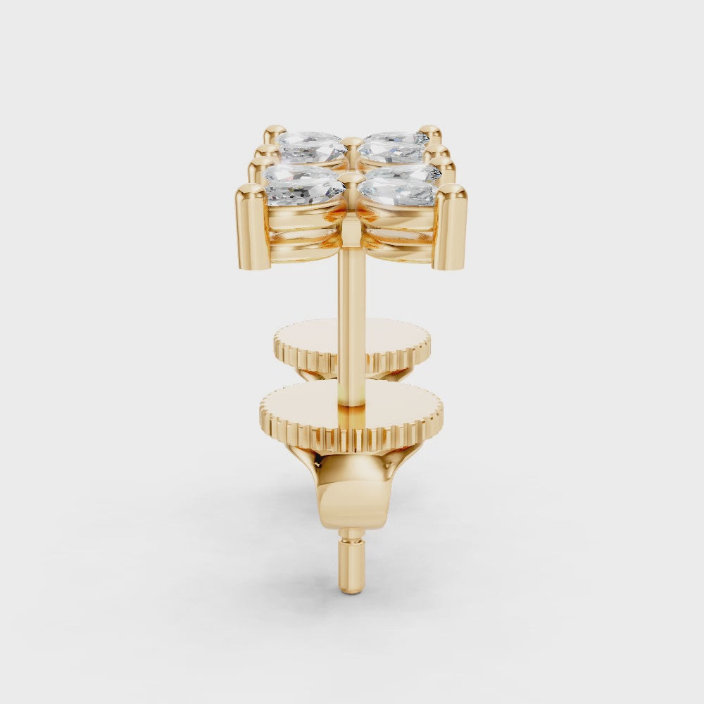 9ct Yellow Gold Earrings set with Marquise cut Diamonds