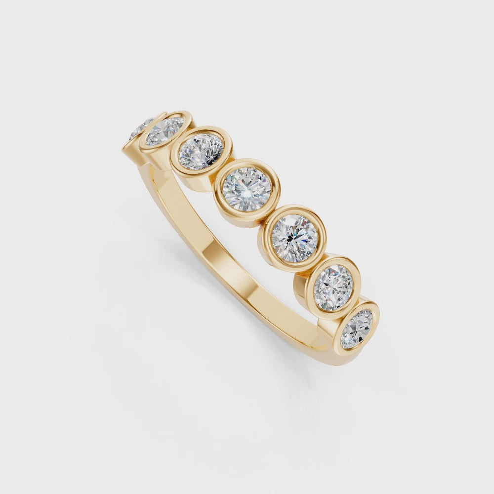 9ct Yellow Gold Diamond Rub-over Band