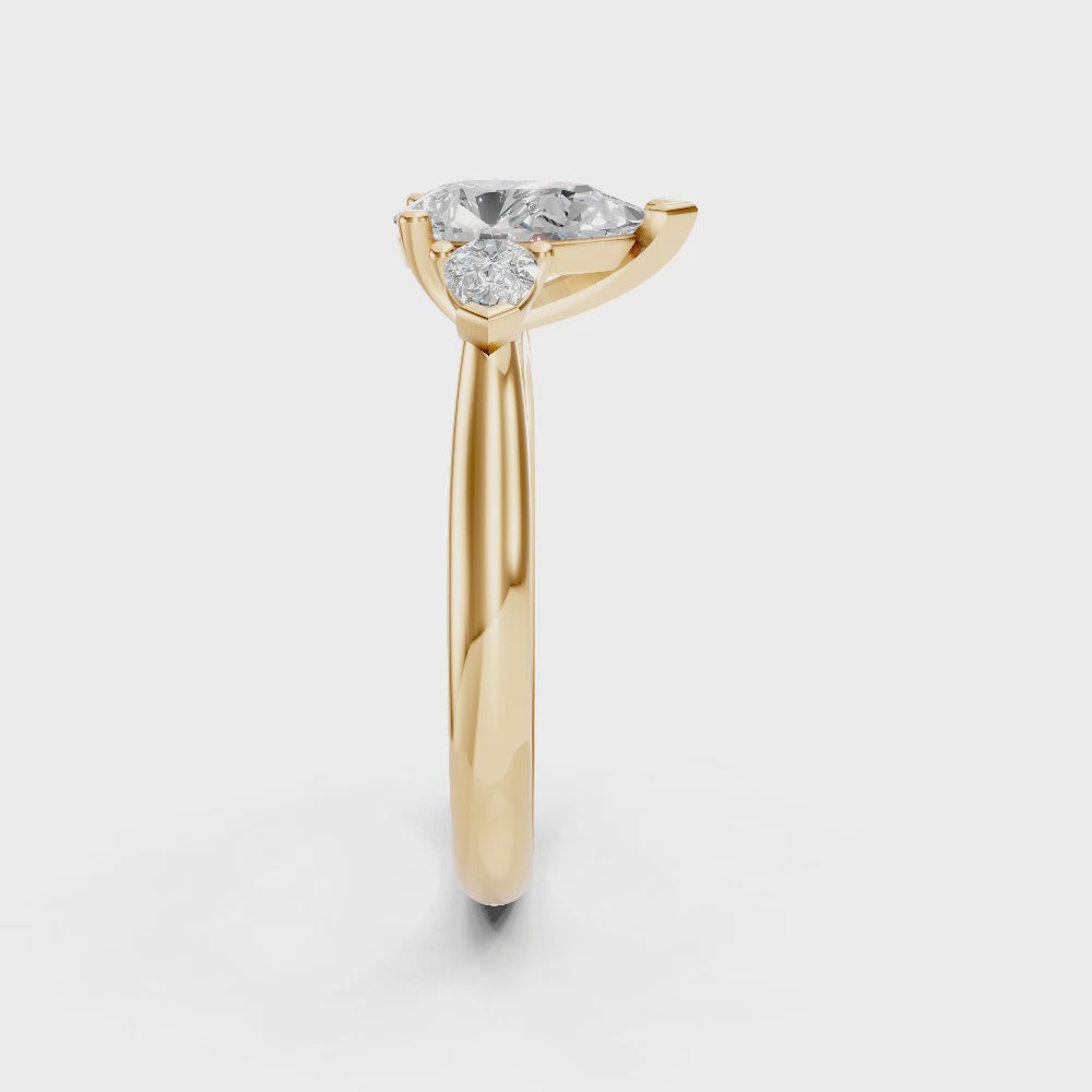 9ct Yellow Gold Trilogy Ring set with Pear cut Diamonds